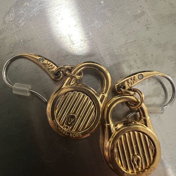 Michael Kors Gold Logo Padlock Earrings - Picture 2 of 3